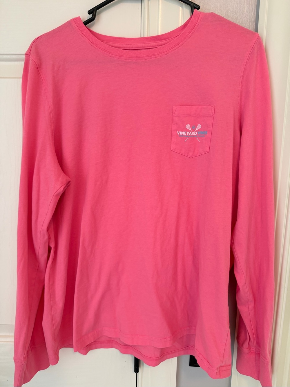 Vineyard Vines Girls' Long-Sleeve Pocket Tee in Bright Pink